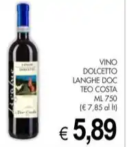 PrestoFresco VINO DOLCETTO LANGHE DOC TEO COSTA offerta