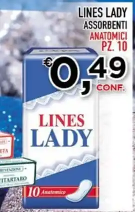 Gran Risparmio LINES LADY ASSORBENTI ANATOMICI PZ. 10 offerta