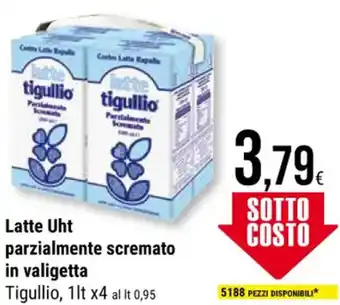Latte Uht parzialmente scremato in valigetta Tigullio, 1lt x4