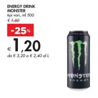 Bennet ENERGY DRINK MONSTER tipi vari, ml 500 offerta