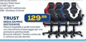 Euronics TRUST SEDIA GAMING GXT703 RIYE offerta