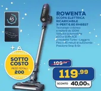 Euronics ROWENTA SCOPA ELETTRICA RICARICABILE X-PERT 6.60 RH6837 T offerta