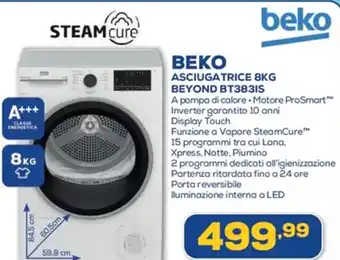 Euronics BEKO ASCIUGATRICE 8KG BEYOND BT3831S offerta