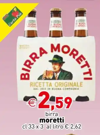 Crai birra moretti cl 33 x 3 offerta