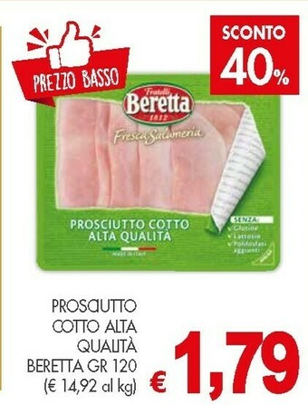 Crai Beretta Prosciutto Cotto Alta Qualità 120 G(ml) offerta