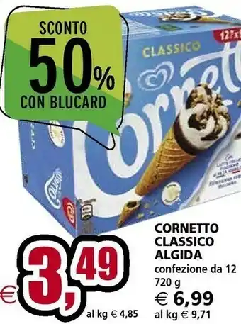 Il Gigante Algida Cornetto Classico Con Latte Fresco Italiano Di Alta Qualità 60 G 720 G(ml) offerta