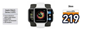 Unieuro Apple Watch Series 3 38 Mm OLED Grigio GPS (satellitare) offerta