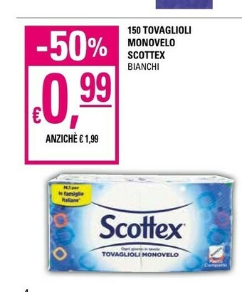 Basko Scottex 150 Tovaglioli Monovelo Bianchi offerta