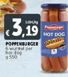 Poppenburger 6 Wurstel Per Hot Dog 550 G
