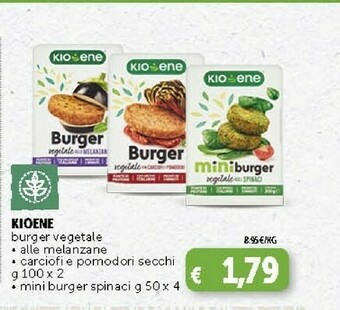 Deco Supermercati Kioene Burger Vegetale Ai Carciofi E Pomodori Secchi 200 G(ml) offerta
