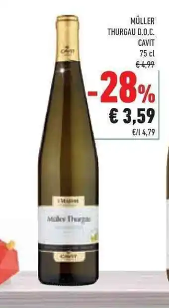 Conad Superstore MÜLLER THURGAU D.O.C. CAVIT 75 cl offerta