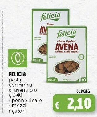Felicia Mezzi Rigatoni Avena 340 G(ml)