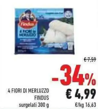 Conad Superstore 4 FIORI DI MERLUZZO FINDUS surgelati 300 g offerta