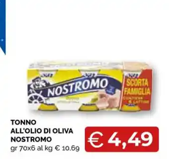 Mercatò Big TONNO ALL'OLIO DI OLIVA NOSTROMO gr 70x6 offerta