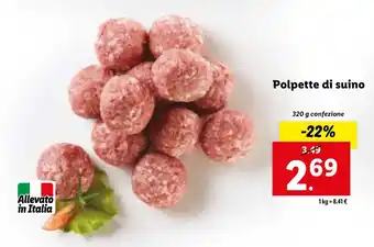 Lidl Polpette di suino 320 g confezione offerta