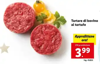 Lidl Tartare di bovino al tartufo 210 g confezione offerta