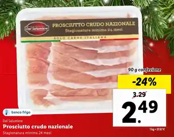 Lidl Dal Solumiere Prosciutto crudo nazionale 90 g confezione offerta