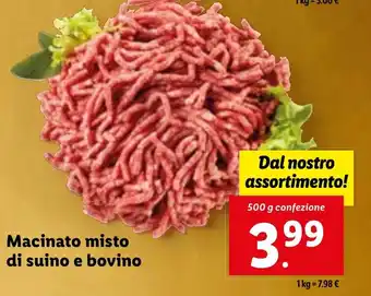Lidl Macinato misto di suino e bovino 500 g confezione offerta