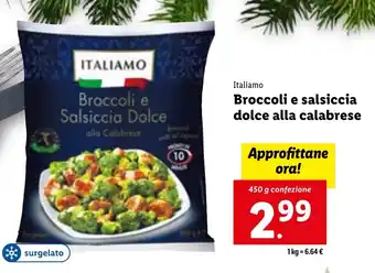 Lidl Broccoli e salsiccia dolce alla calabrese 450 g confezione offerta