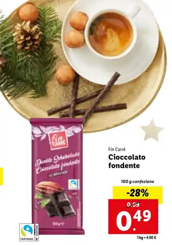 Lidl Fin Carré Cioccolato fondente 100 g confezione offerta