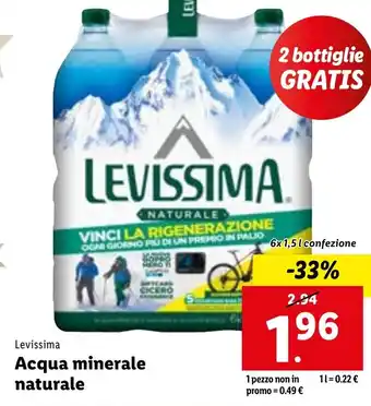 Lidl Levissima Acqua minerale naturale 6x 1,5 l confezione offerta