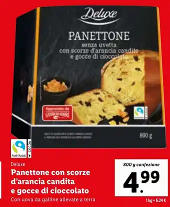 Lidl Panettone con scorze d'arancia candita e gocce di cioccolato 800 g confezione offerta
