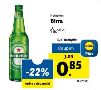 Lidl Heineken Birra 0,4 l bottiglia offerta