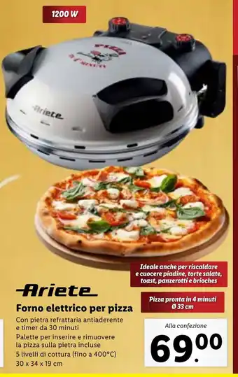 Lidl Ariete Forno elettrico per pizza offerta
