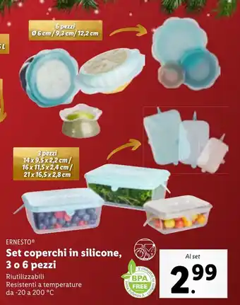 Lidl ERNESTO Set coperchi in silicone, 3 o 6 pezzi offerta