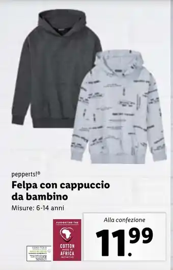 Lidl pepperts! Felpa con cappuccio da bambino offerta