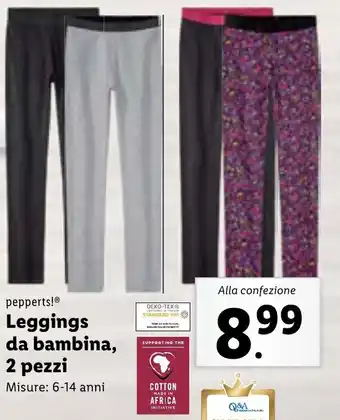 Lidl pepperts! Leggings da bambina, 2 pezzi offerta