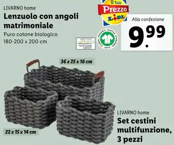 Lidl LIVARNO home Lenzuolo con angoli matrimoniale offerta