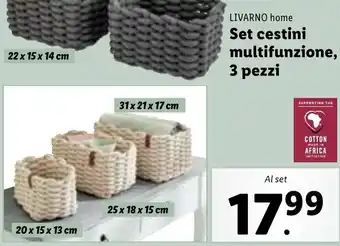 Lidl LIVARNO home Set cestini multifunzione, 3 pezzi offerta