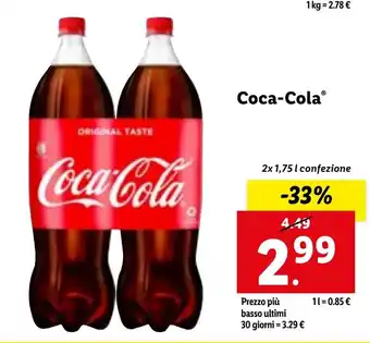 Lidl Coca-Cola 2x 1,75 l confezione offerta