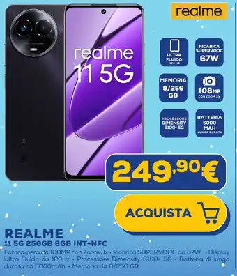 Euronics REALME 11 5G 256GB 8GB INT+NFC offerta