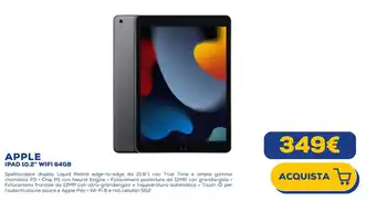 Euronics APPLE IPAD 10.2" WIFI 64GB offerta