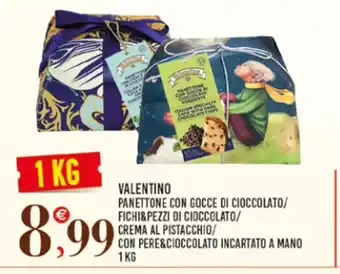 Gecop VALENTINO PANETTONE CON GOCCE DI CIOCCOLATO/ FICHI&PEZZI DI CIOCCOLATO 1KG offerta