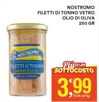Gecop NOSTROMO FILETTI DI TONNO VETRO OLIO DI OLIVA 250 gr offerta
