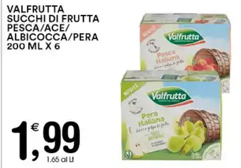 Gecop VALFRUTTA SUCCHI DI FRUTTA PESCA/ACE/ ALBICOCCA/PERA 200 ML X 6 offerta