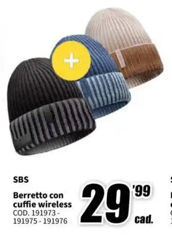 SBS Berretto con cuffie wireless