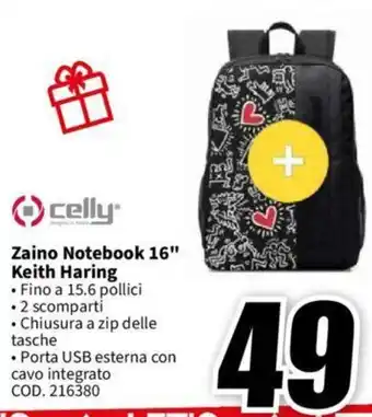 MediaWorld celly Zaino Notebook 16" Keith Haring offerta