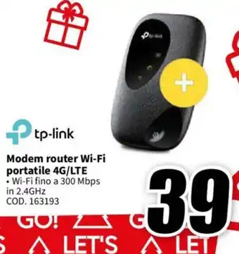 MediaWorld tp-link Modem router Wi-Fi portatile 4G/LTE offerta
