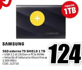 MediaWorld SAMSUNG SSD esterno T9 SHIELD 1 TB offerta