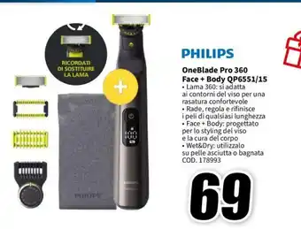 MediaWorld PHILIPS OneBlade Pro 360 Face + Body QP6551/15 offerta