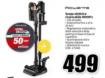 MediaWorld Rowenta Scopa elettrica ricaricabile RH99F1 offerta