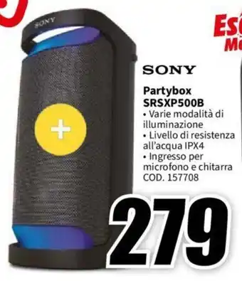 MediaWorld SONY Partybox SRSXP500B offerta