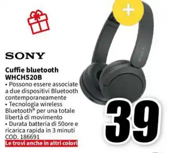 MediaWorld SONY Cuffie bluetooth WHCH520B offerta