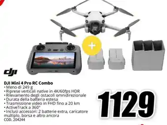 MediaWorld DJI Mini 4 Pro RC Combo offerta