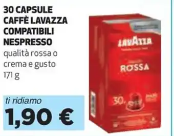 Coop 30 CAPSULE CAFFÈ LAVAZZA COMPATIBILI NESPRESSO 171 g offerta