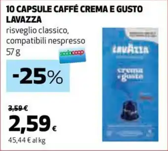 Coop 10 CAPSULE CAFFÉ CREMA E GUSTO LAVAZZA 57 g offerta